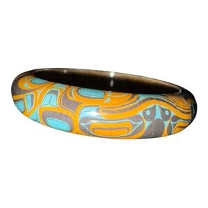 Ernest Swanson “Father Bear” Haida Wood Bangle Bracelet Northwest Coast Art J17